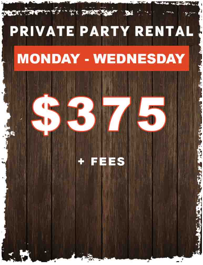 Privaty Party Weekday Rentals